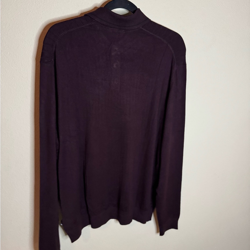 DKNY Men’s Oxblood Ribbed Knit Sweater Polo L NWT - Picture 3 of 3